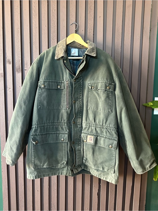 Carhartt Other - Carhartt Vintage 90s Chore Coat XL Forest Green Cotton Canvas Blanket-Lined